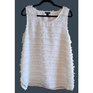 White Fringe Textured Sleeveless Top preppy boho nautical beach laganlook